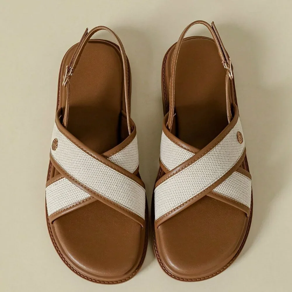 Brown Bohemian Women's Thick Sole Strap Buckle Sandals